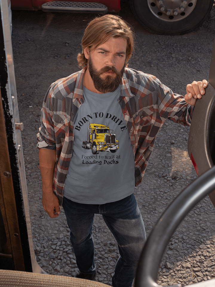 Stylized Yellow Semi-Truck Illustration T-Shirt product image (1)