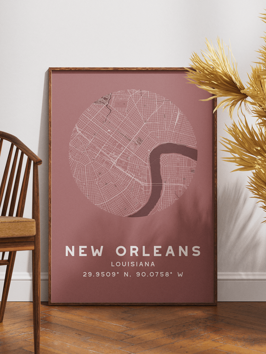 New Orleans Street Map Poster – Red Minimalist Circular City Art product image (1)