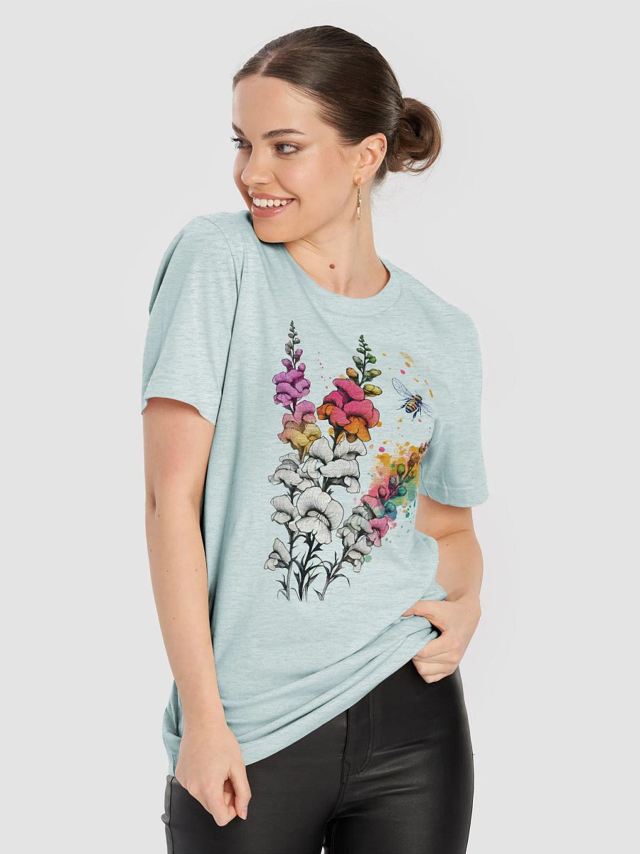 Snapdragon Flower T-Shirt, Vibrant Wildflower Bee Tee, Botanical Garden Lover Shirt, Pollinator Conservation Gift, Nature-Inspired T-shirt product image (4)