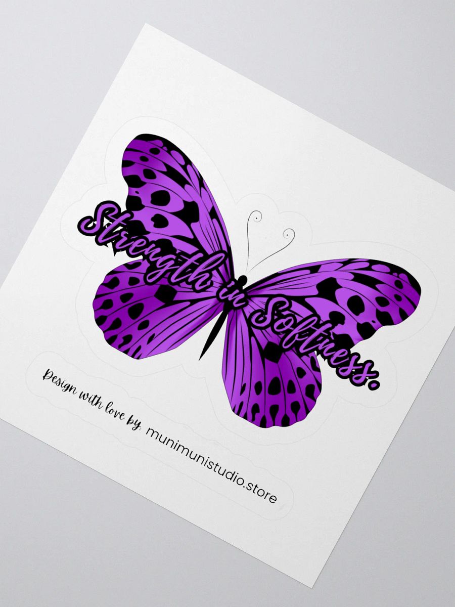 Strength in Softness – Purple Butterfly Inspirational Quote Sticker product image (5)