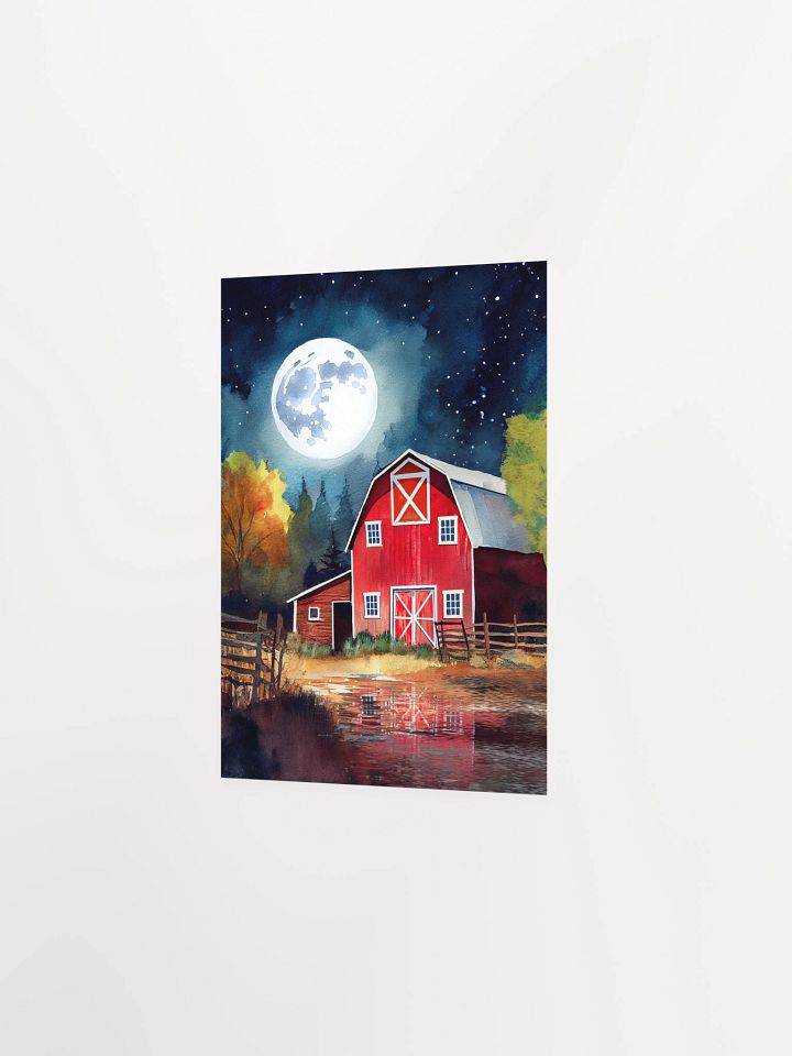 Old Red Barn under Full Moon Studio Art Print product image (10)