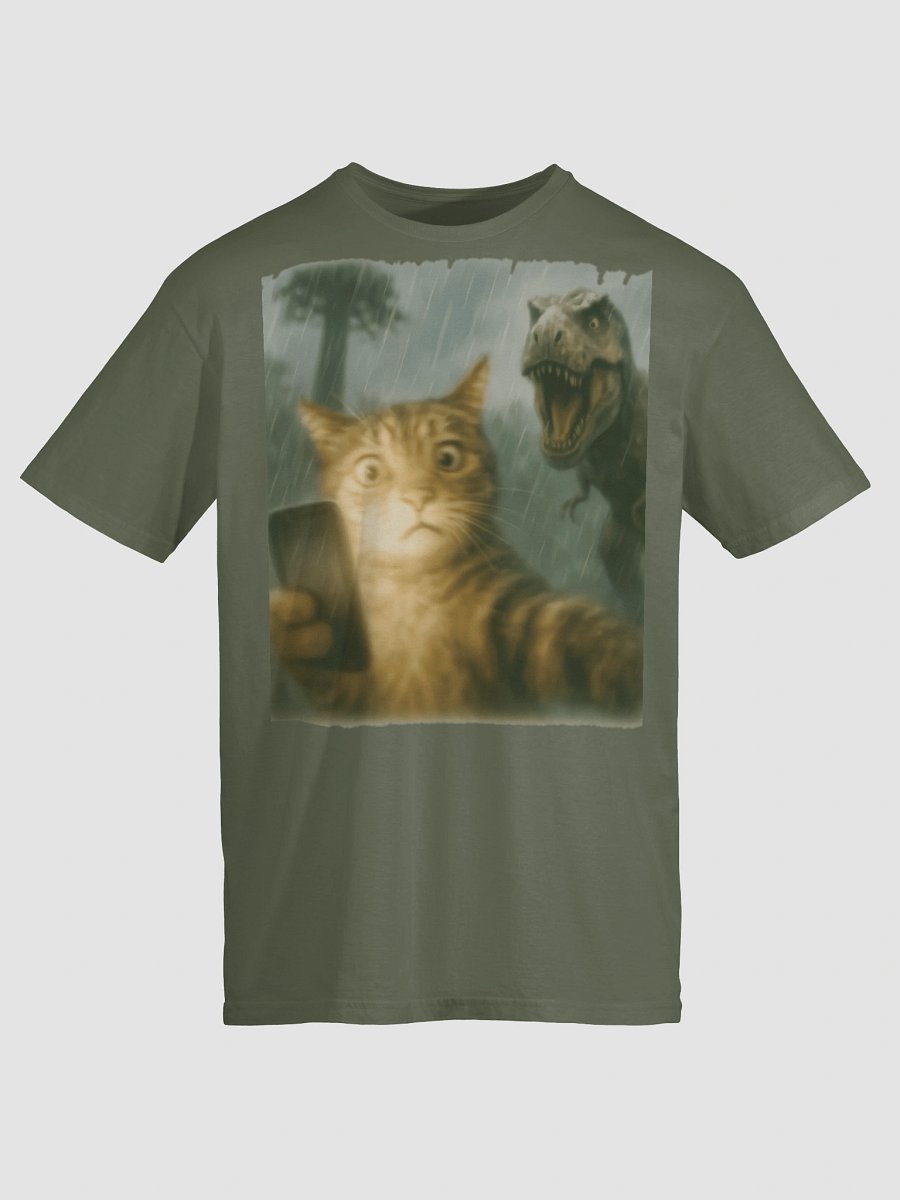 Confused Cat Selfie Dinosaur T-Shirt - Funny Dino & Kitten Tee product image (26)