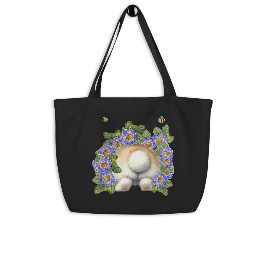Garden Whispers: Bunny and the Primula Zebra Blues Organic Cotton Tote Bag (Large) - Eco-Friendly, Durable, Stylish product image (8)