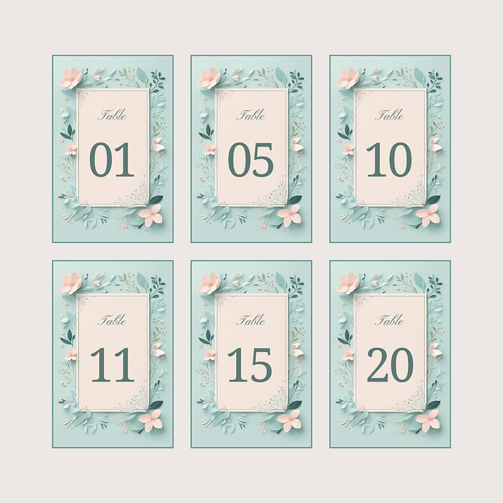 Floral Table Number Card - Dizynai (DTN-01) product image (2)