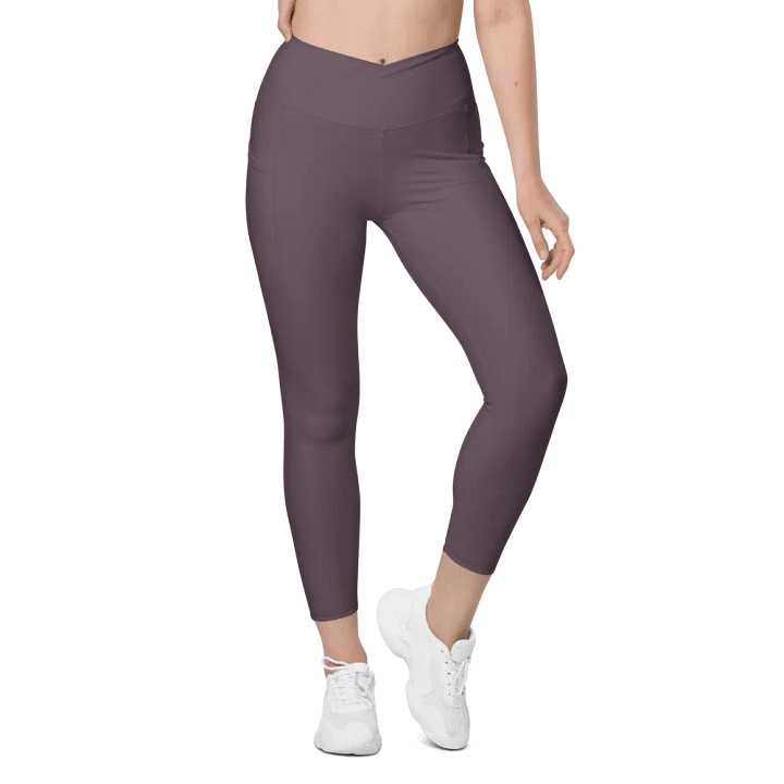 Plain Mauve Soft Summer Women's High Waisted Premium Crossover Leggings with Pockets by Treasure Pie product image (2)
