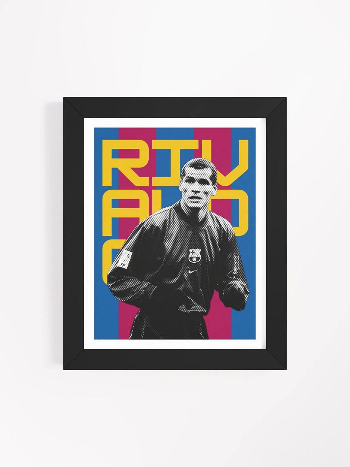 Rivaldo BW Barcelona Name Art Framed Print product image (2)