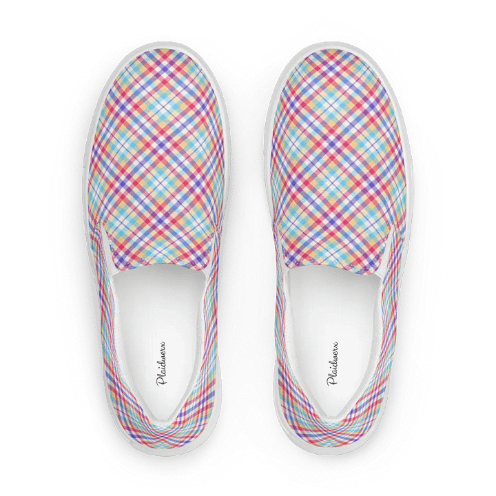 Purple, Pink, and Blue Plaid Women's Slip-On Shoes product image (1)