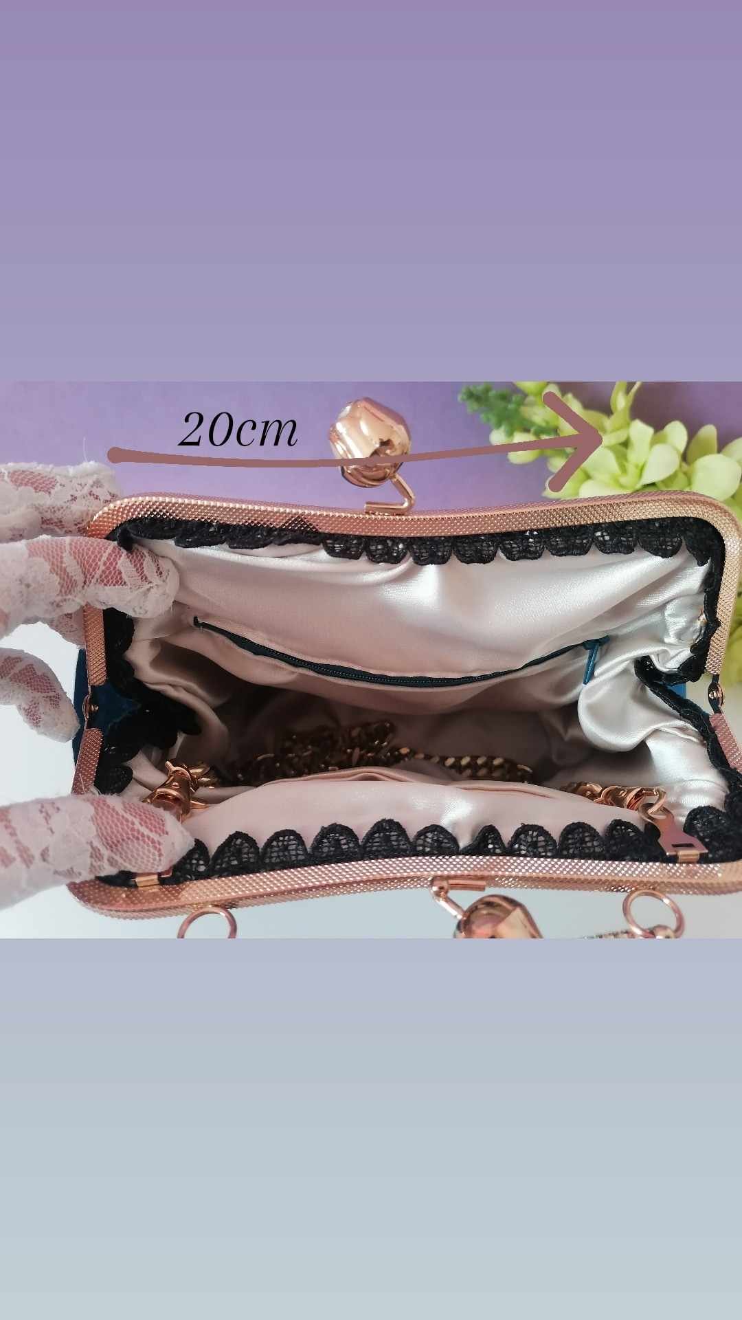 Velvet teal handbag product image (8)