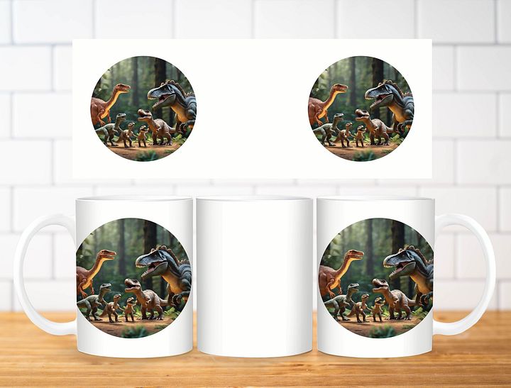 Dinosaur Vibes Sublimation Design, 11oz & 20oz Mug Template, Mug Wrap Template PNG, Digital Download product image (2)