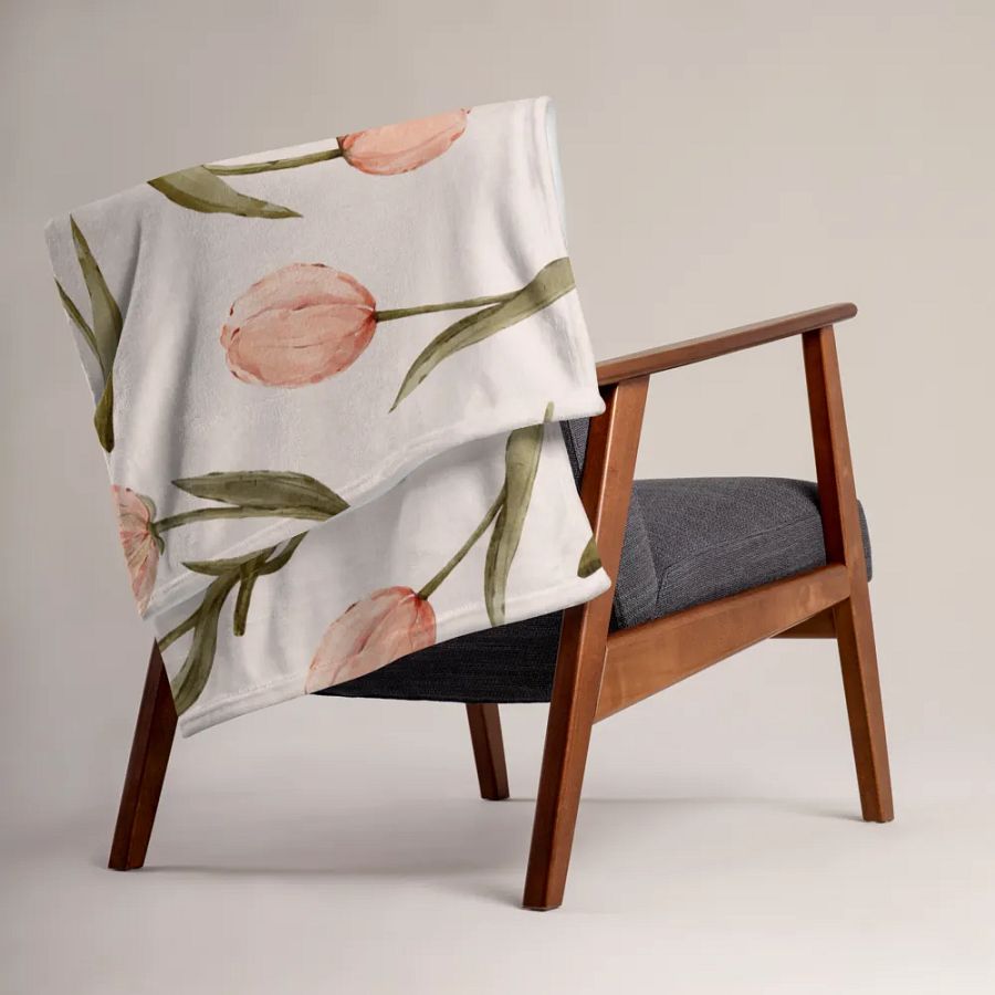 Velvet blanket with pink tulips product image (15)