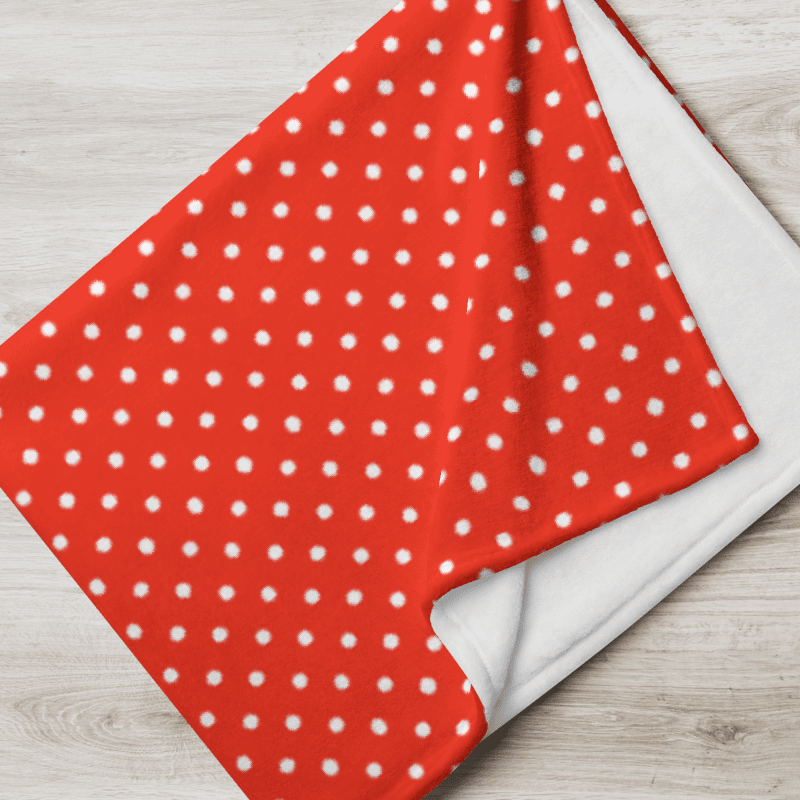 White Polka Dots on Red Throw Blanket product image (3)