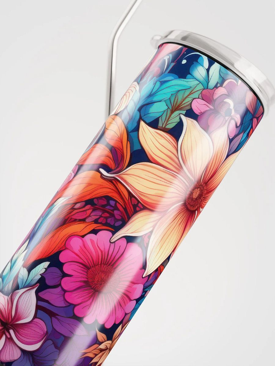 Bohemian Blossoms: Eclectic Floral Stainless Steel Tumbler with Reusable Straw product image (5)