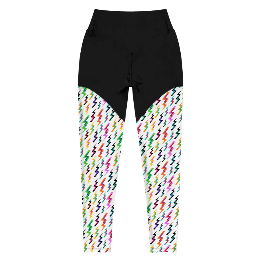 Lightening Bolts 1980s Pattern, Rainbow Color Leggings product image (8)