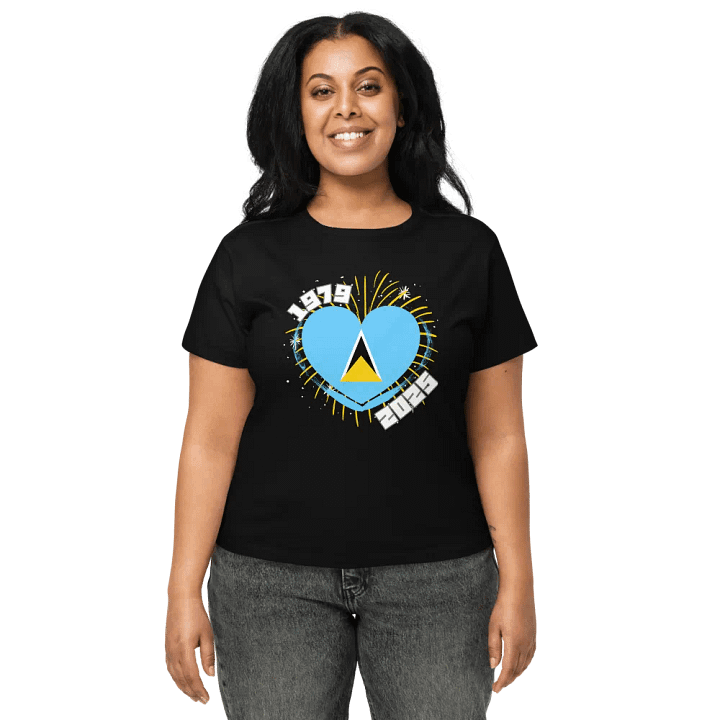 Saint Lucian Flag Heart Women's Baby Tee product image (1)