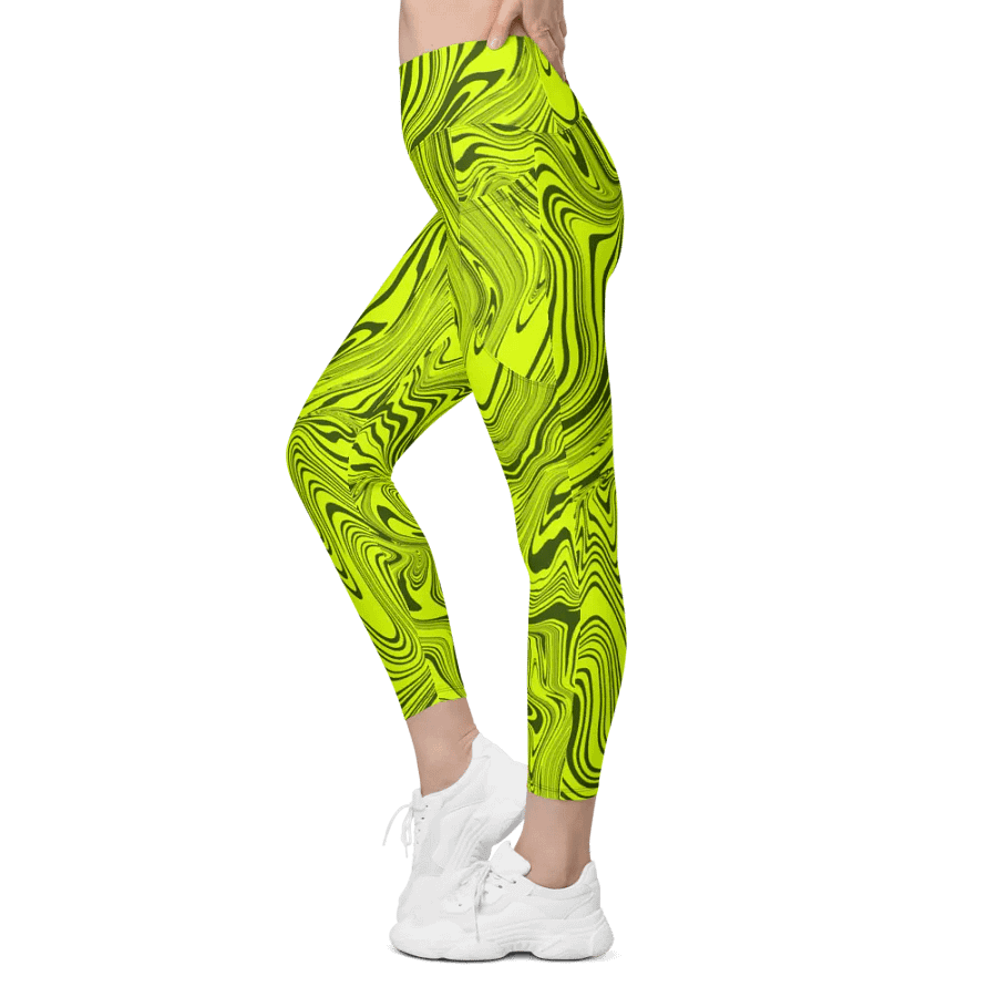 Leggings with Pockets - Abstract Yellow Swirls product image (5)