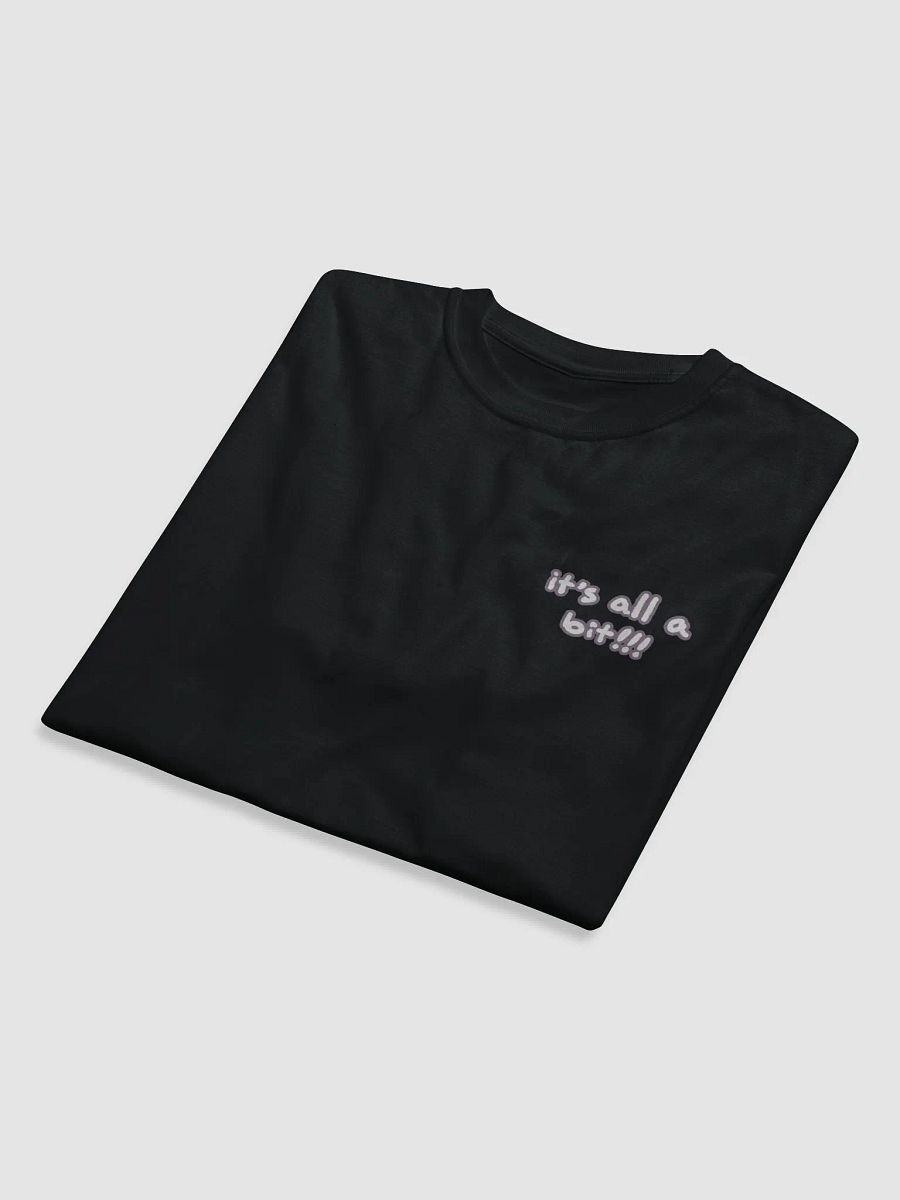 “It’s all a bit!!!” (sm. lined design, #8D778F) unisex eco tee product image (8)
