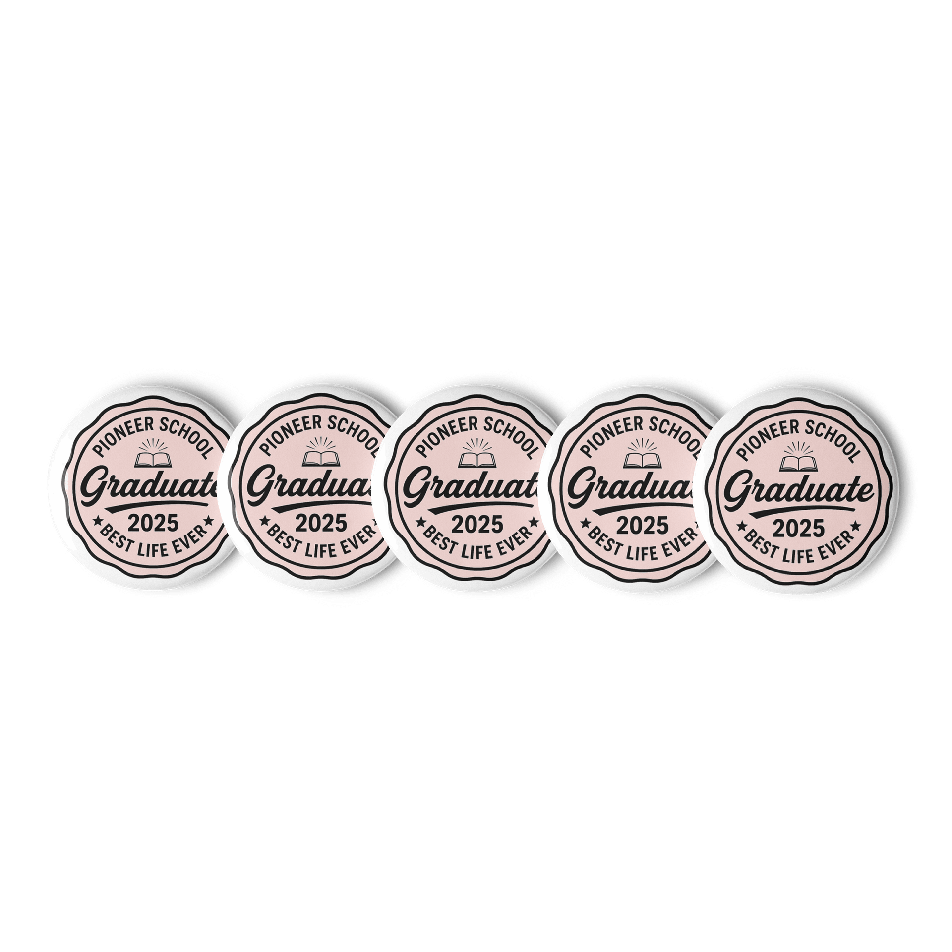 PIONEER SCHOOL GRADUATE 2025 | SET OF 5 RETRO PIN | PINK/WHITE product image (2)