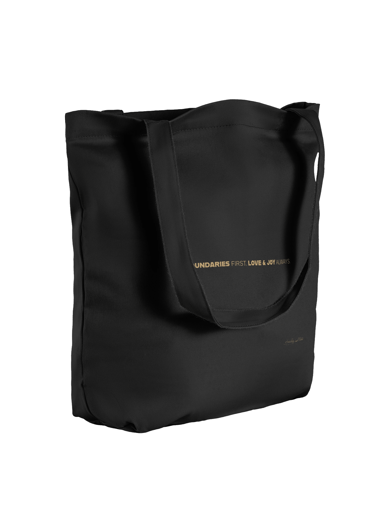 Soully Mine- GOLD PRINT Boundaries First. Love & Joy Always Tote Bag in Black product image (4)