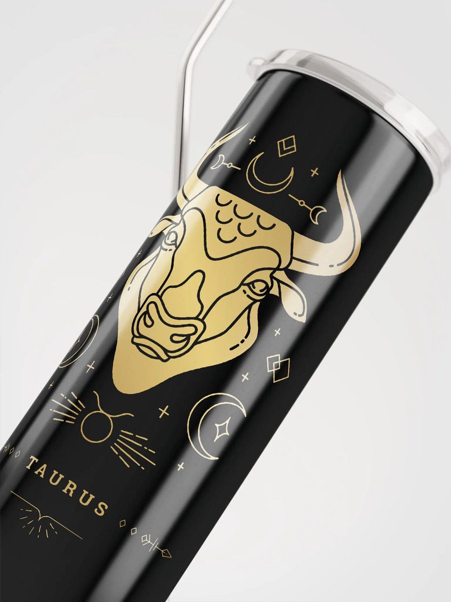 Celestial Elegance: Golden Taurus Steel Tumbler for Zodiac Devotees product image (5)