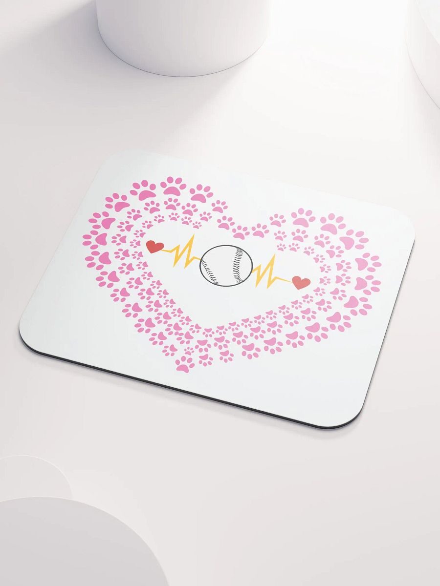 Heart Paw Print Baseball Mouse Pad product image (3)