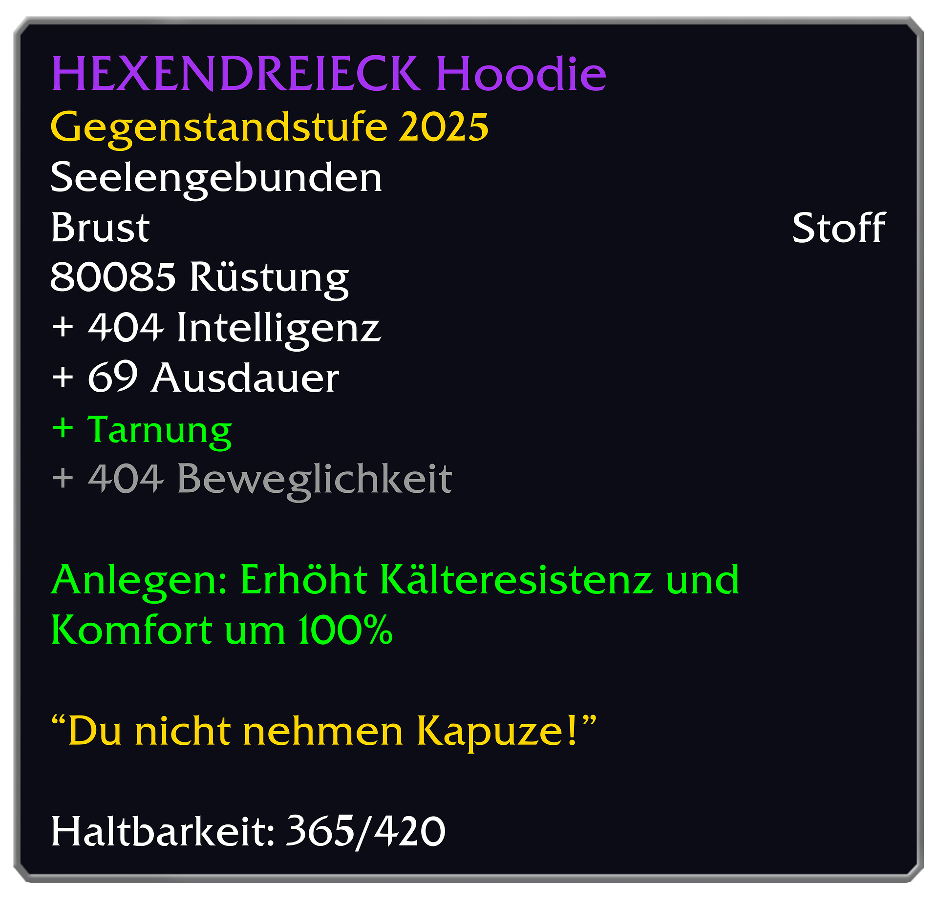 [S-5XL] HEXENDREIECK WoW Tooltip Zip Hoodie product image (3)