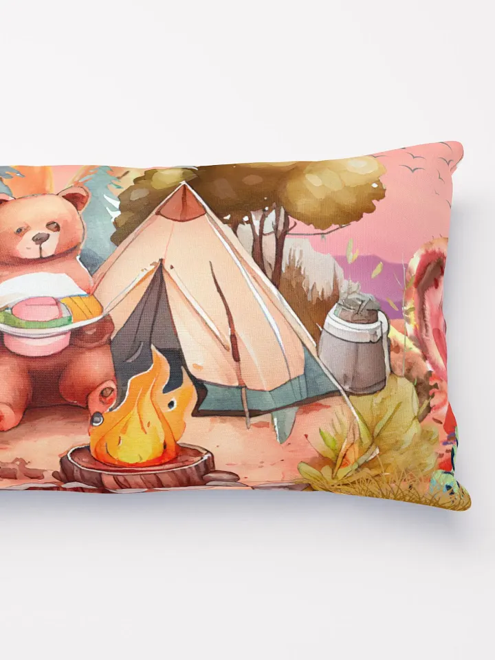Camping Bear Throw Pillow | Jungle Campfire Scene | 3 Sizes Available product image (2)