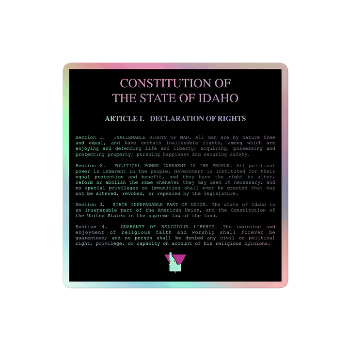 "DECLARATION OF RIGHTS" dark holo sticker product image (2)