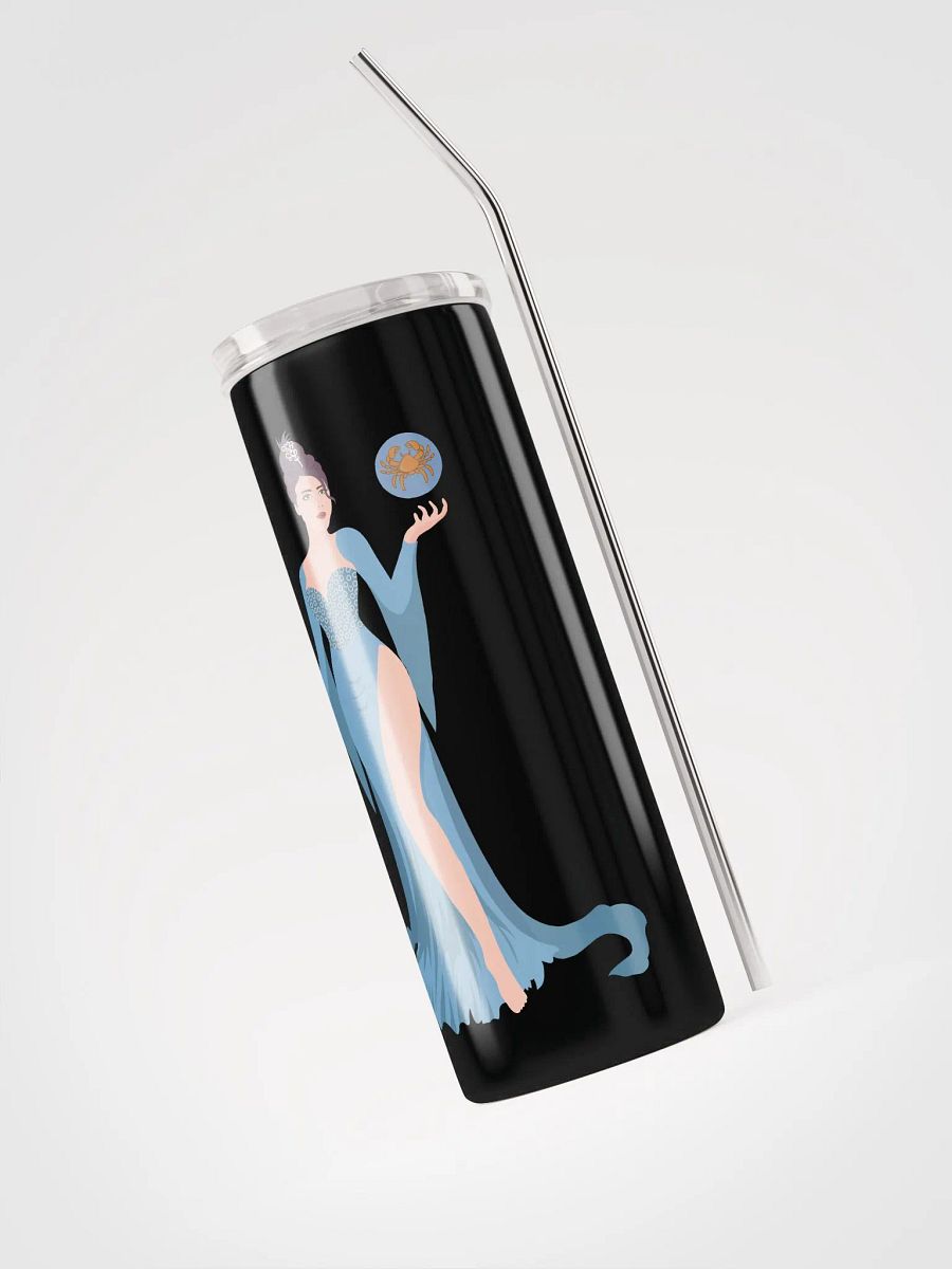 Blue Cancer Woman Illustrated Stainless Steel Tumbler: Zodiac Elegance! ♋💙 product image (3)