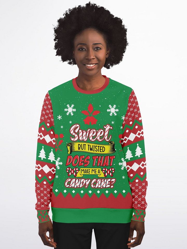 Funny Candy Cane Christmas Sweatshirt | Quirky Holiday Ugly Sweater | Christmas Party Outfit | Festive Winter Pullover product image (1)