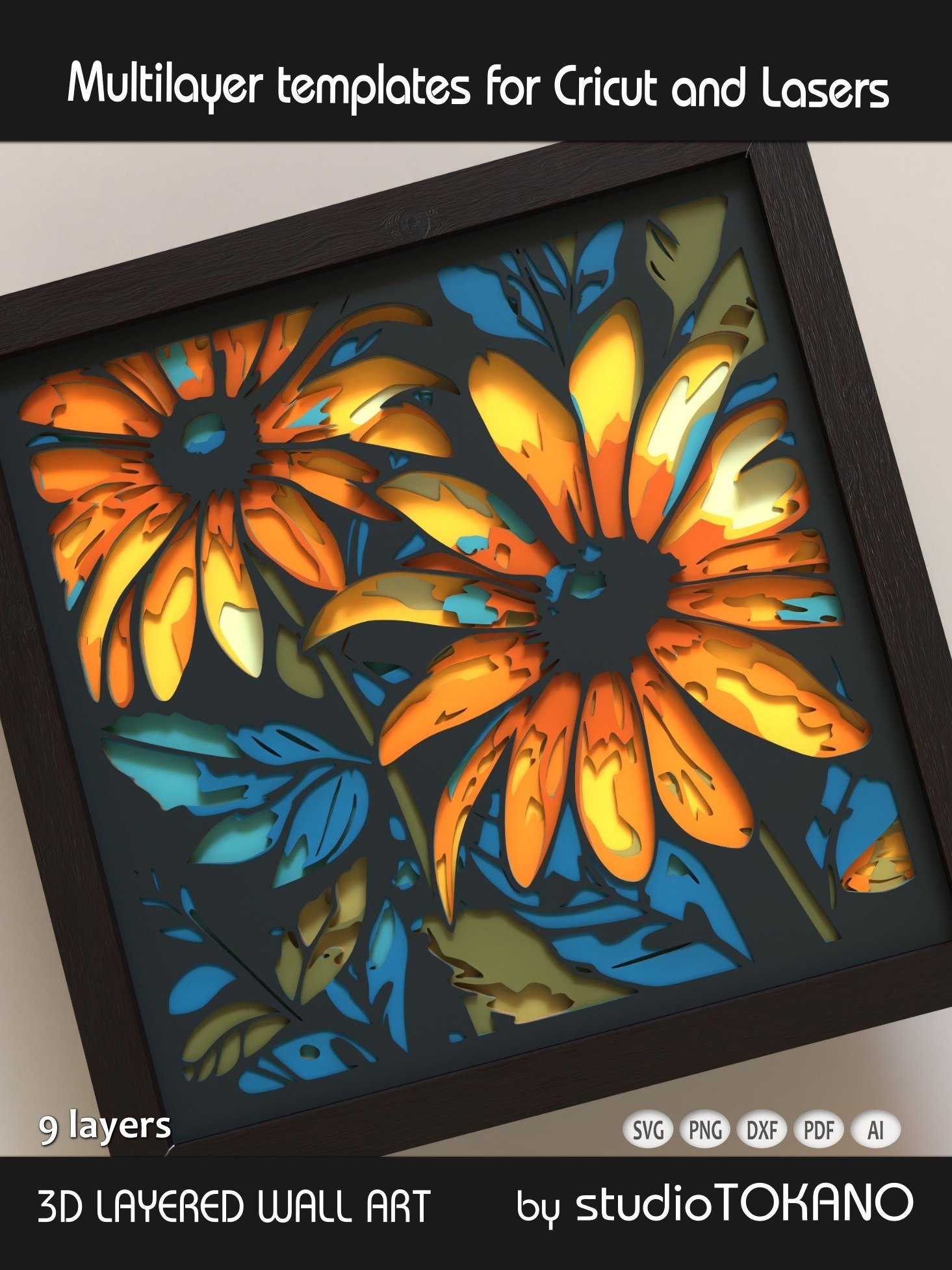 Sunflowers 3D SVG Cut File product image (5)