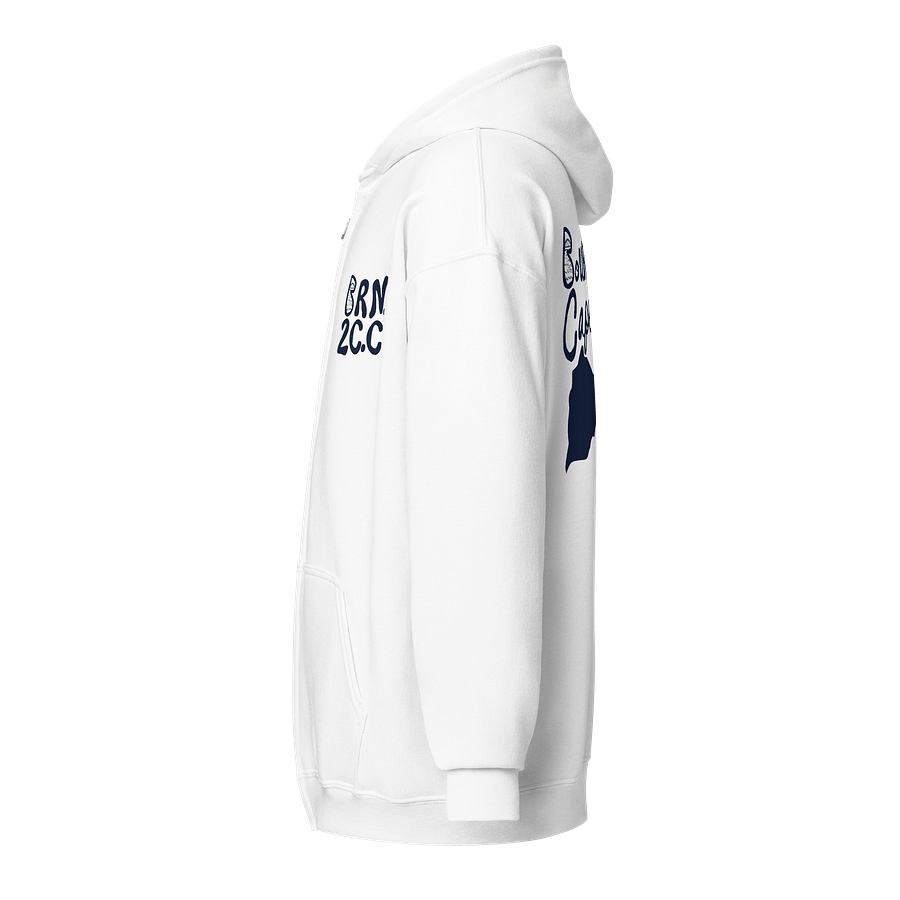 BOURNE to Cape Cod™ | DTG Vintage Print | Zip Hoodie | BRN.2C.C.™ | Coastal Classic Layer | Unisex Heavy Blend Full-Zip Sweatshirt | Navy Blue Logos product image (4)