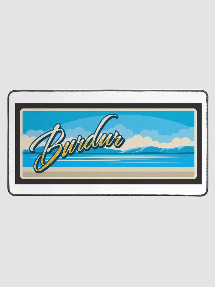 Burdur Cityscape Art Desk Mat - Turkish Mountain and Lake View Design product image (1)