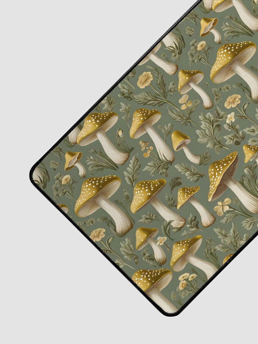 Desk Mat (31.5x15.5 inches) - Golden Mushrooms on a Dark Green Background product image (3)
