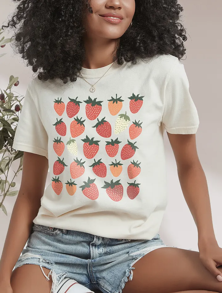 Strawberries Pattern T-Shirt | Vintage-Style Cottagecore, Goblincore, and Aesthetic Shirt Design product image (10)