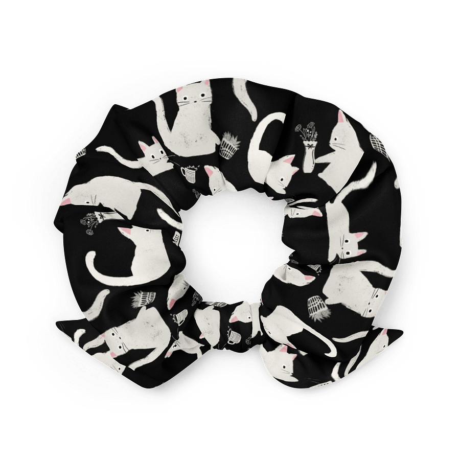 Bad Cats Knocking Stuff Over Patterned Scrunchie, White product image (2)