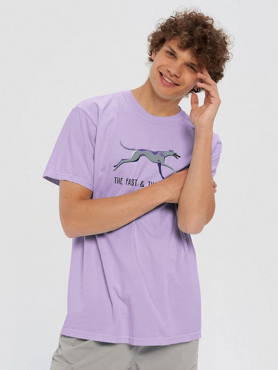 The Fast & The Furry T-Shirt(Embroidered) of a Greyhound(Blue) product image (8)
