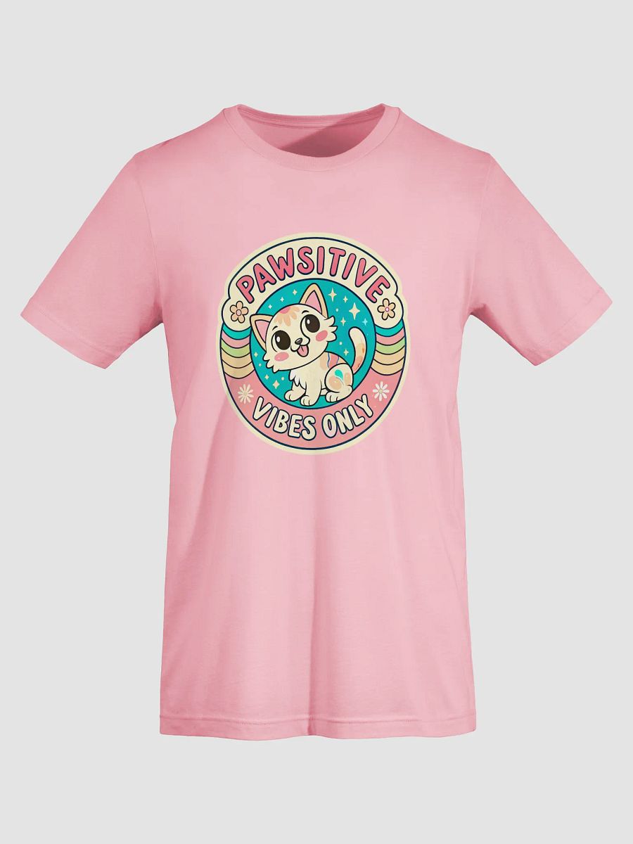 Pawsitive Vibes Cartoon Cat T-Shirt product image (42)