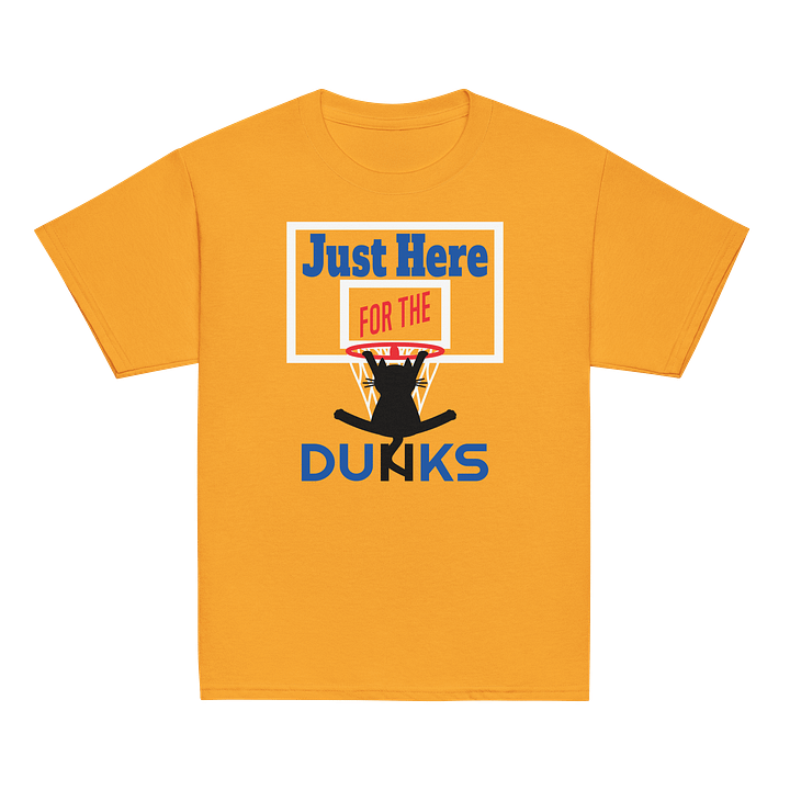 Basketball Cat (Just Here for the DUNKS) - Unisex Youth Heavyweight T-shirt product image (2)