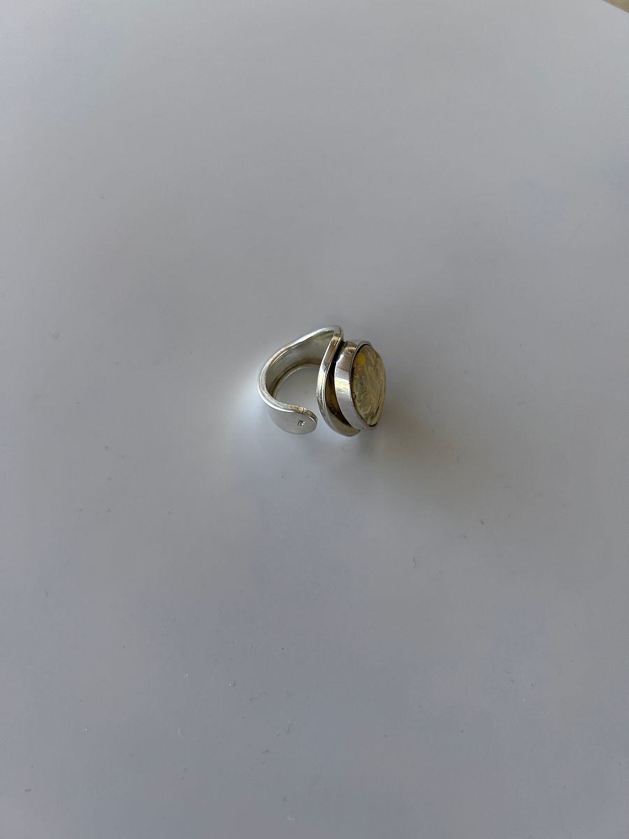 Baltic White Amber 925 Sterling Silver Adjustable Ring product image (3)