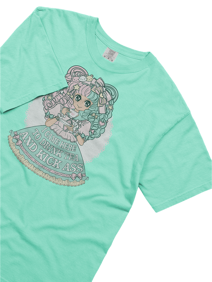 I Came Here to Drink Tea & Kick Ass (OTT, Mint) heavy cotton t-shirt product image (2)