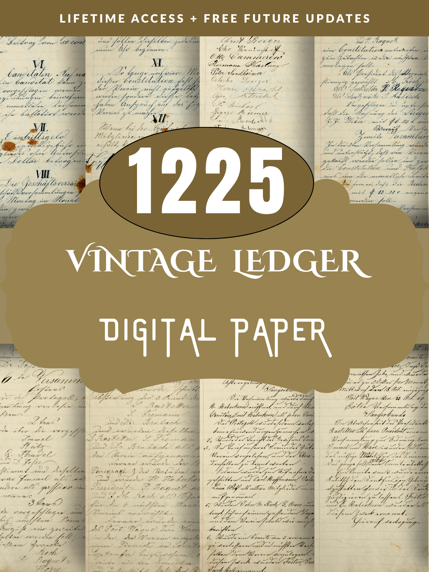 Vintage Ledger Pages printable antique junk journal paper digital collage sheet product image (7)