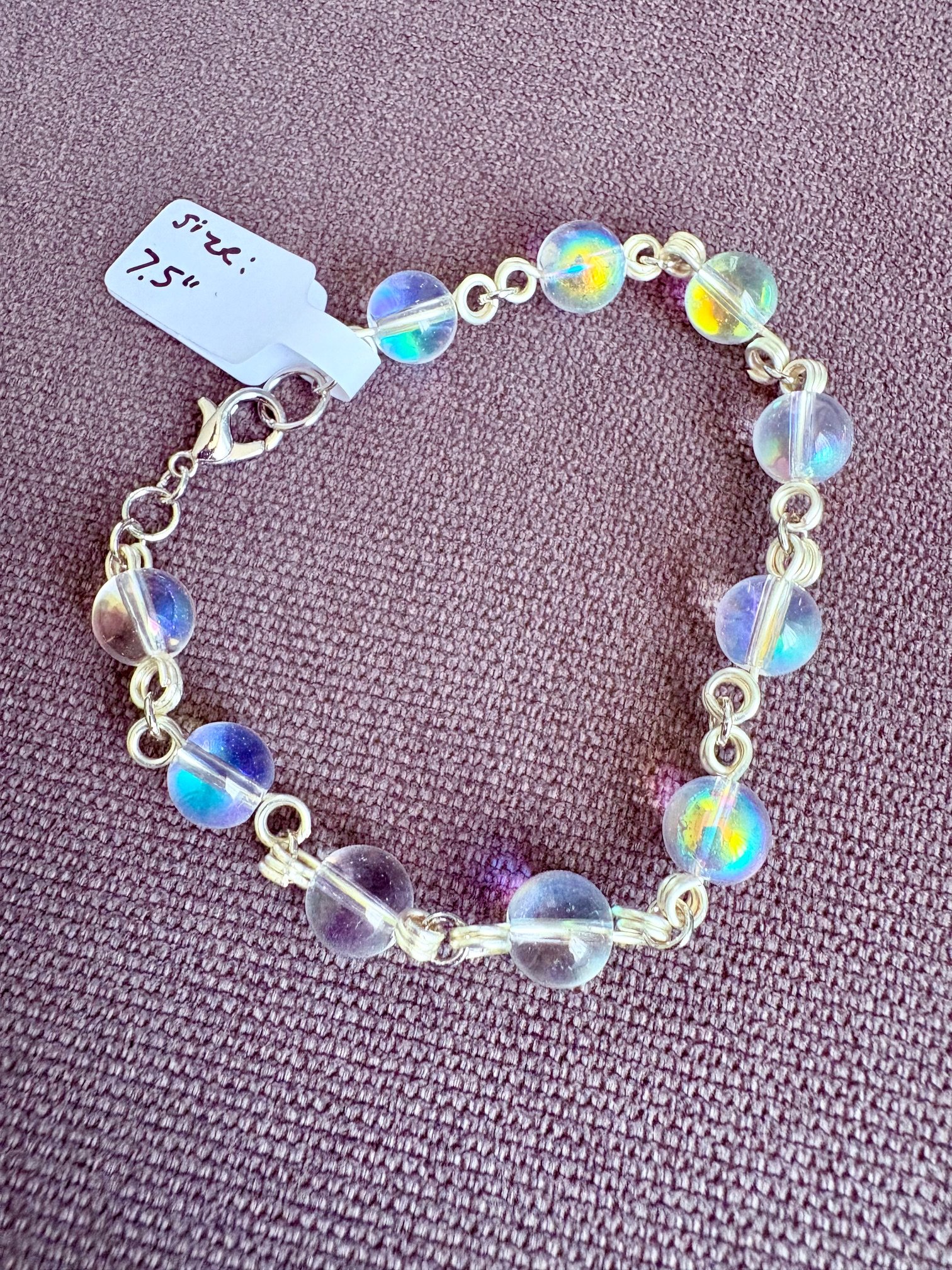 MFD-00270 | Iridescent Glass Bubble Beads Bracelet | Wire Wrapped Links | by Monique Faella Designs™ product image (9)