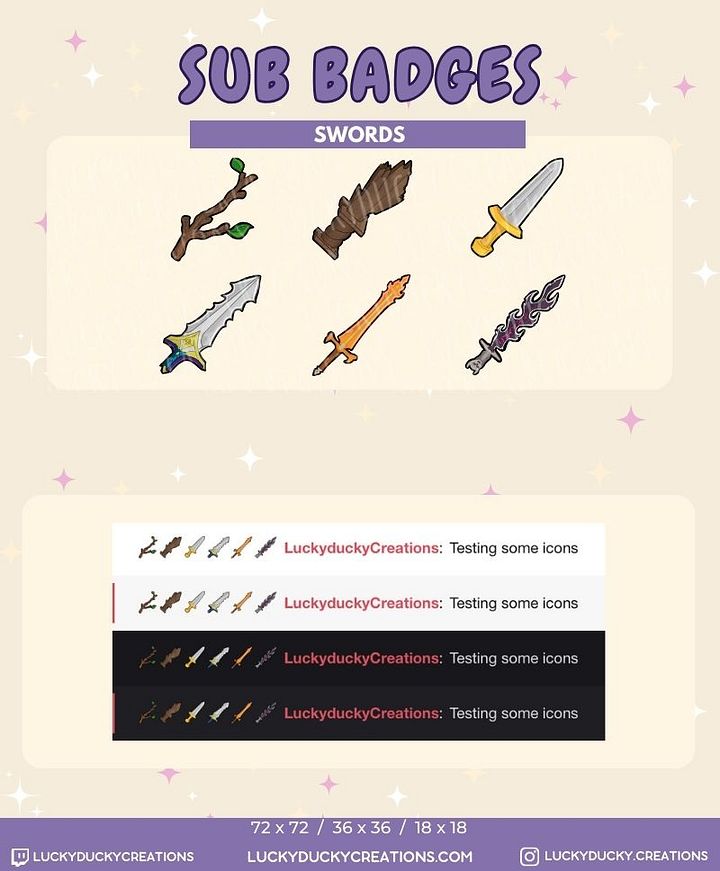 Sword Badges - Branch, Wooden Plank, Basic Sword, Big Sword, Fire Blade, Skull Blade product image (1)