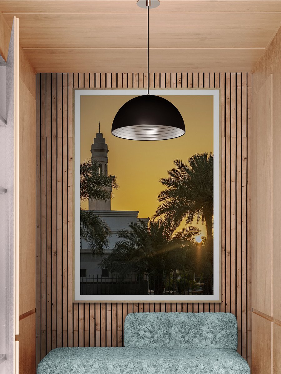 Golden Madinah – Islamic Wall Art of Sunset Over Masjid in Madinah product image (3)
