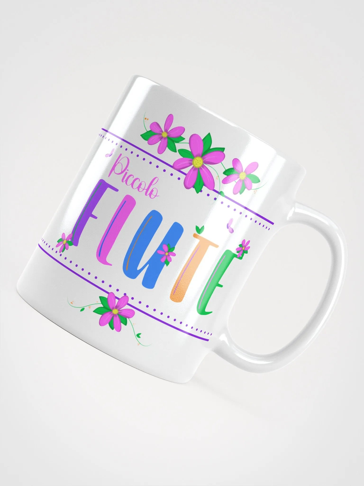 Floral Flutes White Glossy Mug - Piccolo product image (4)