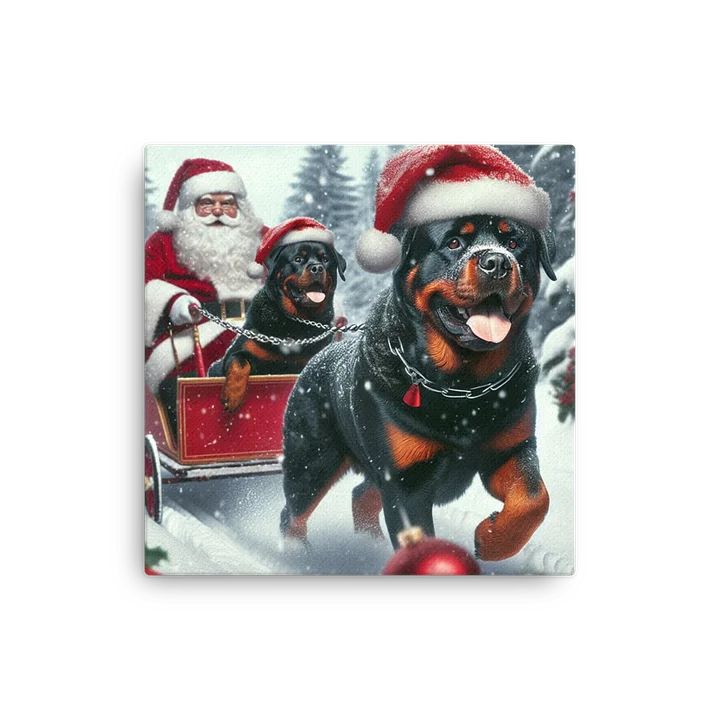 Festive Rottweiler Sleigh Ride Thin Canvas product image (1)