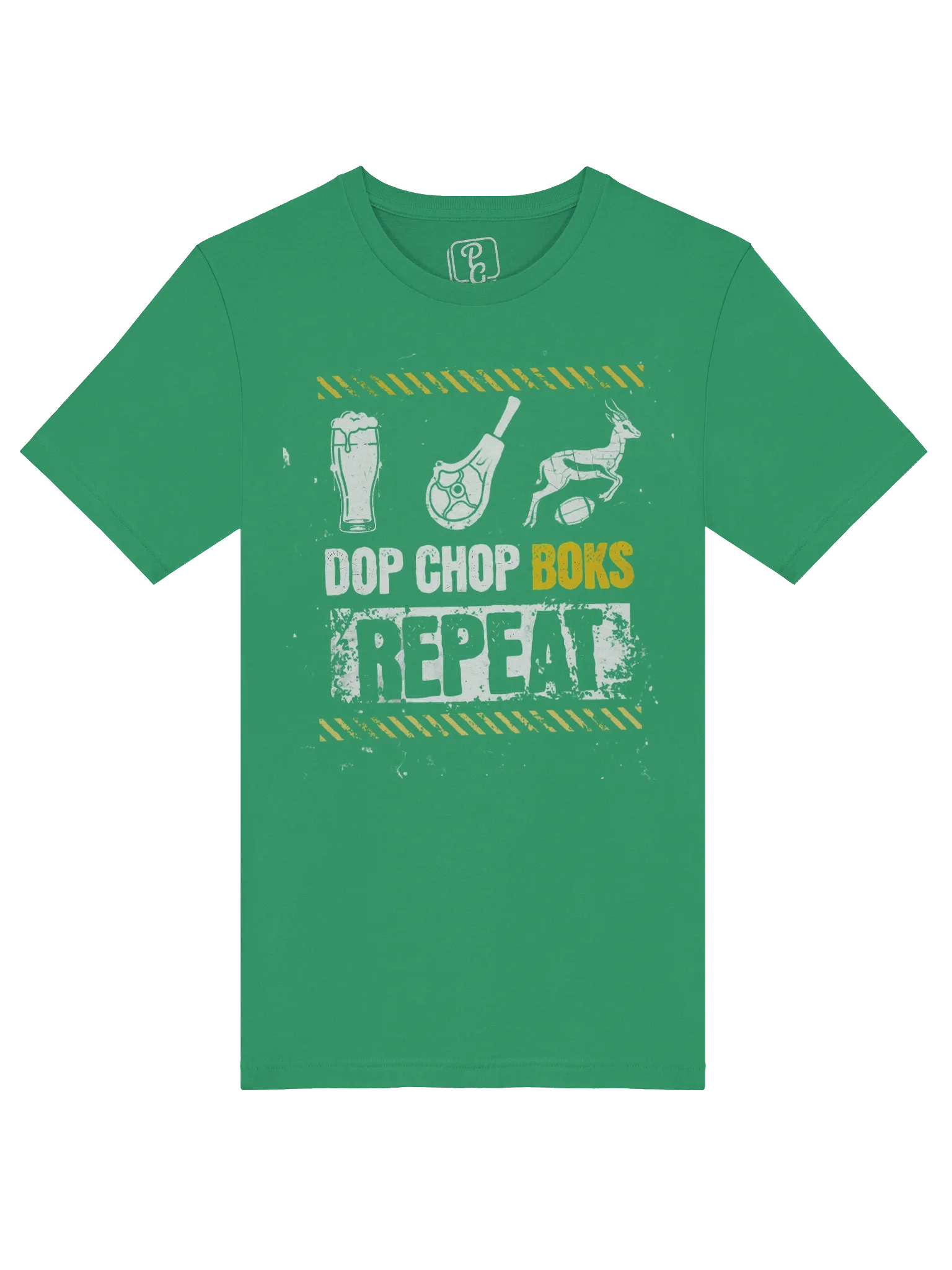 Plain Gedagtes | “DOP, CHOP, BOKS, REPEAT” Springbok Fan T-Shirt | Saffa Expat Gift & Afrikaans Slang Apparel product image (5)