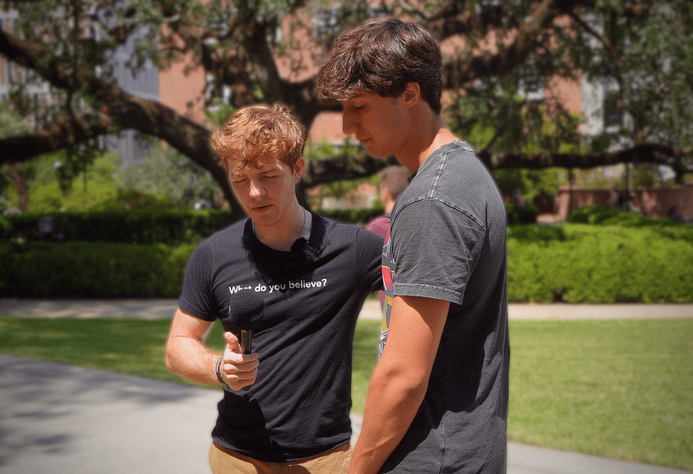 Praying with a student after a campus conversation
