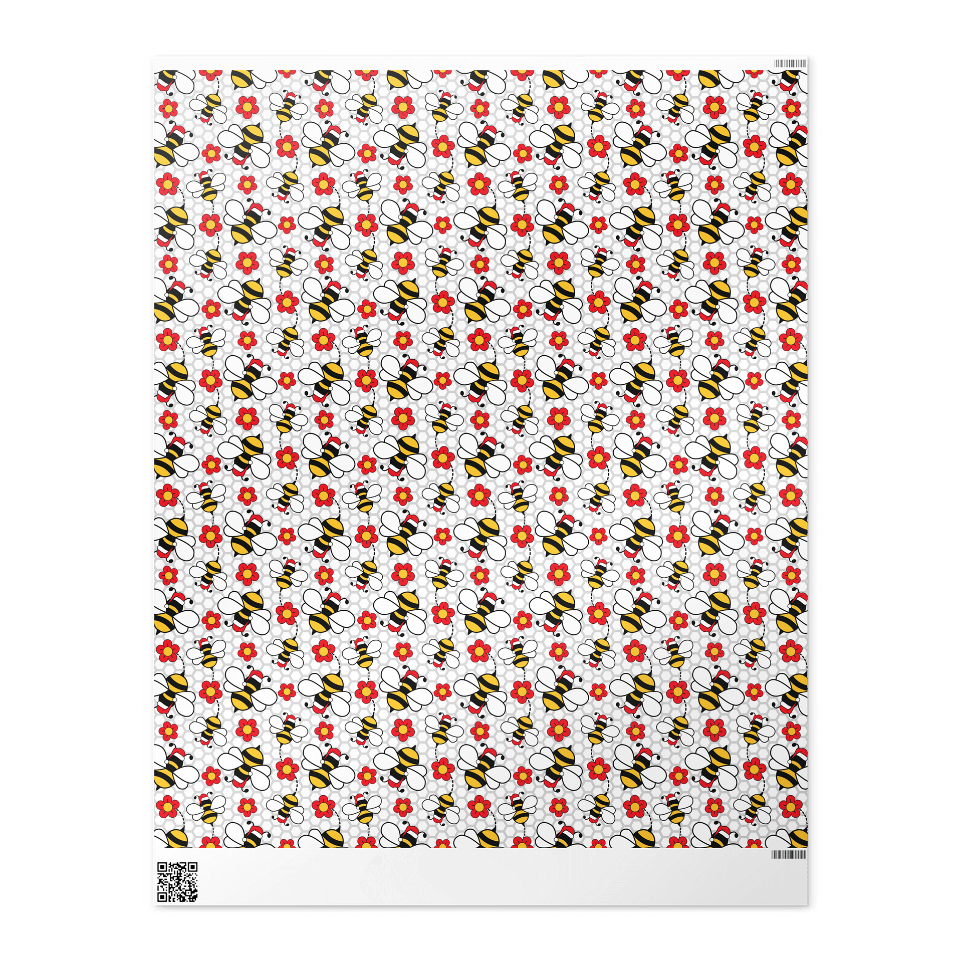 Honey Bees in Santa Hats Christmas Gift Wrapping Paper product image (4)