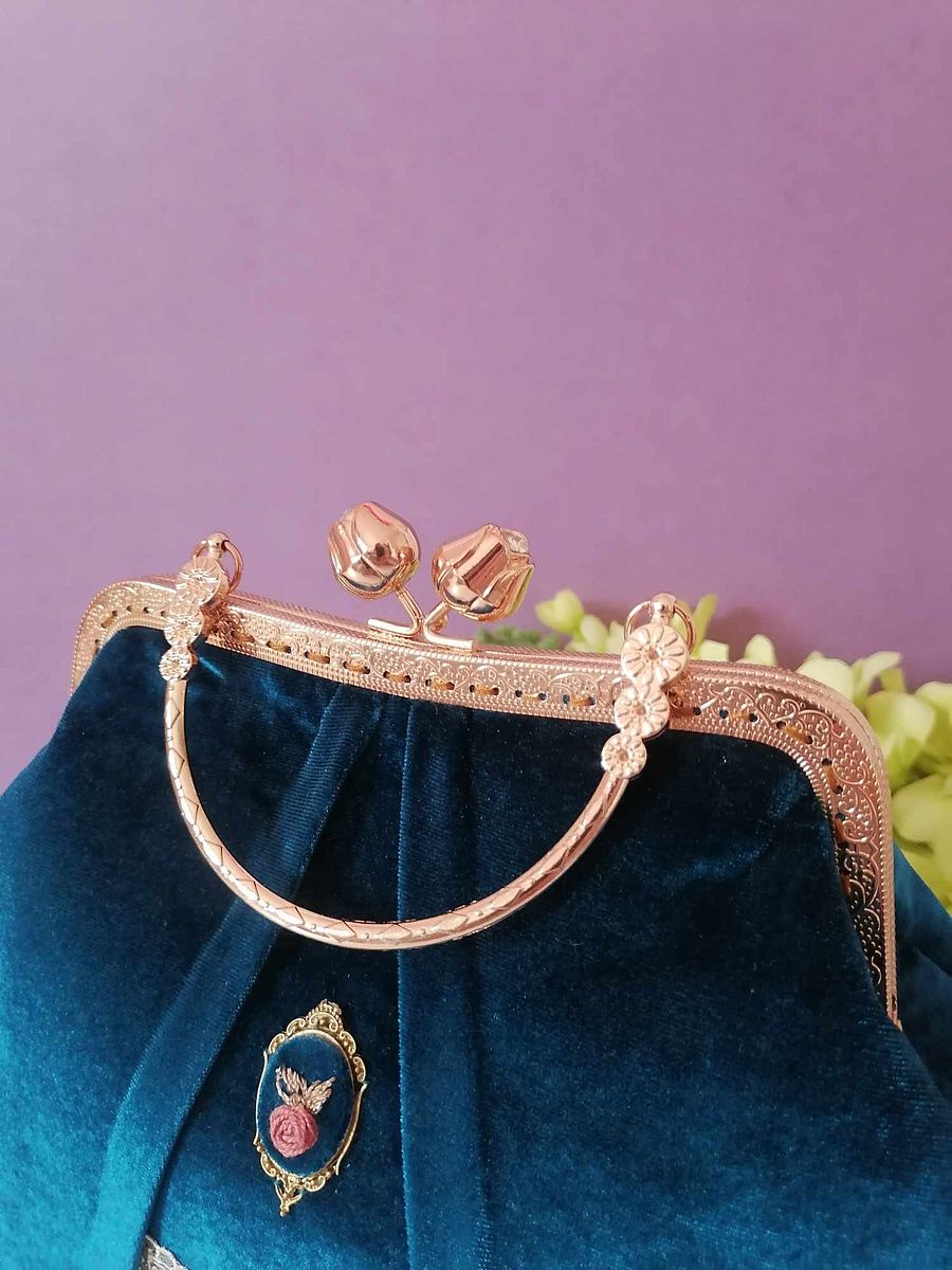 Velvet teal handbag product image (7)